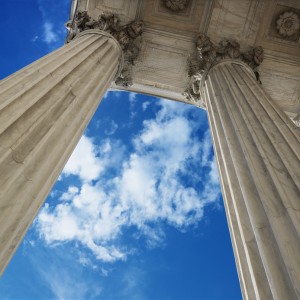 sky and columns of supreme court building in washington d.c.
